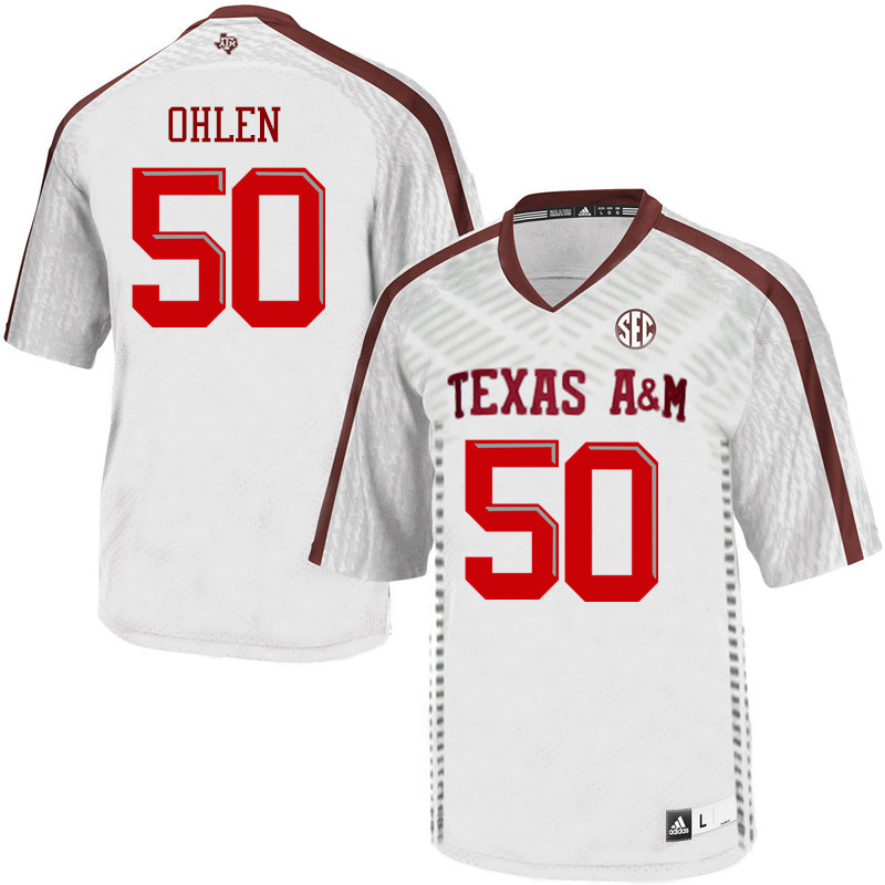 Men #50 Kyle Ohlen Texas A&M Aggies College Football Jerseys Sale-White - Click Image to Close